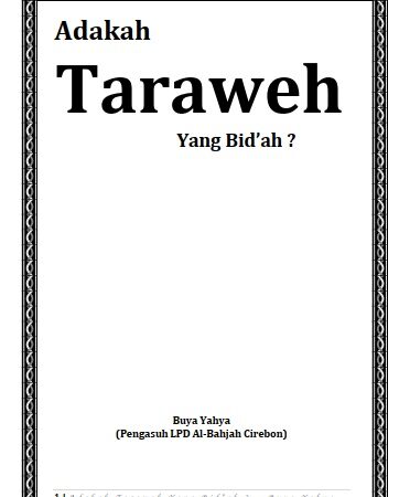 Buku Adakah Tarawih yang Bidah